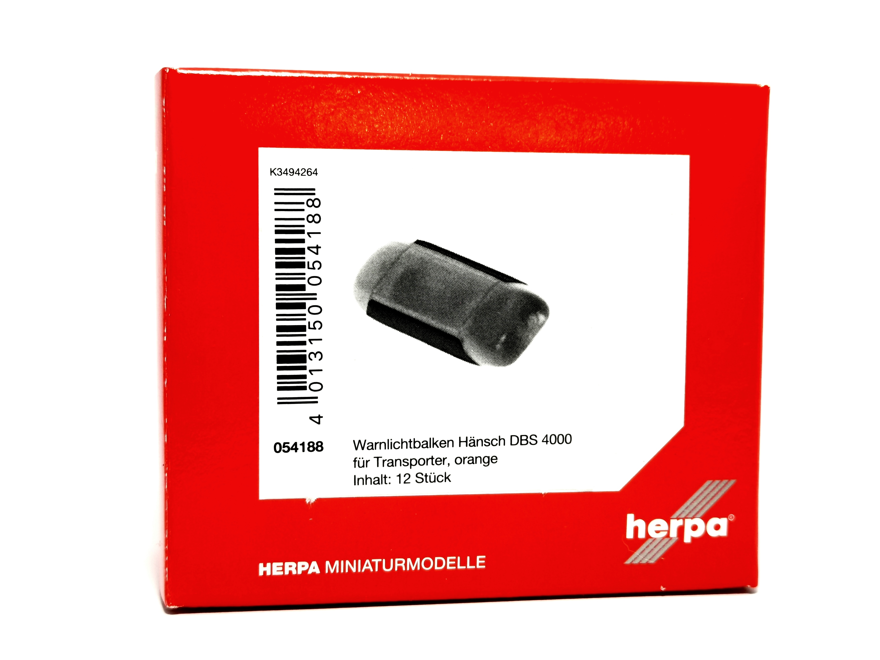 streckermax - 054188 Zubehör Warnlichtbalken Hänsch DBS 4000 für Transporter,  orange (Inhalt: 12 Stück) Herpa