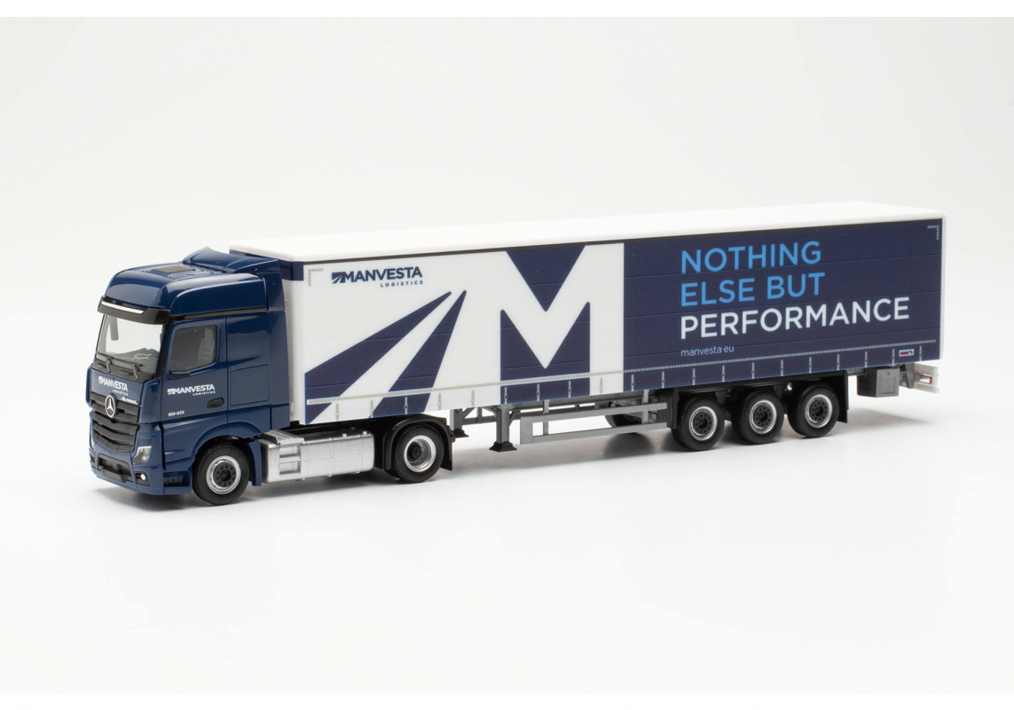 953498 Mb Actros '18 L Bigspace Gardinenplanen-Sattelzug "MANVESTA" Herpa