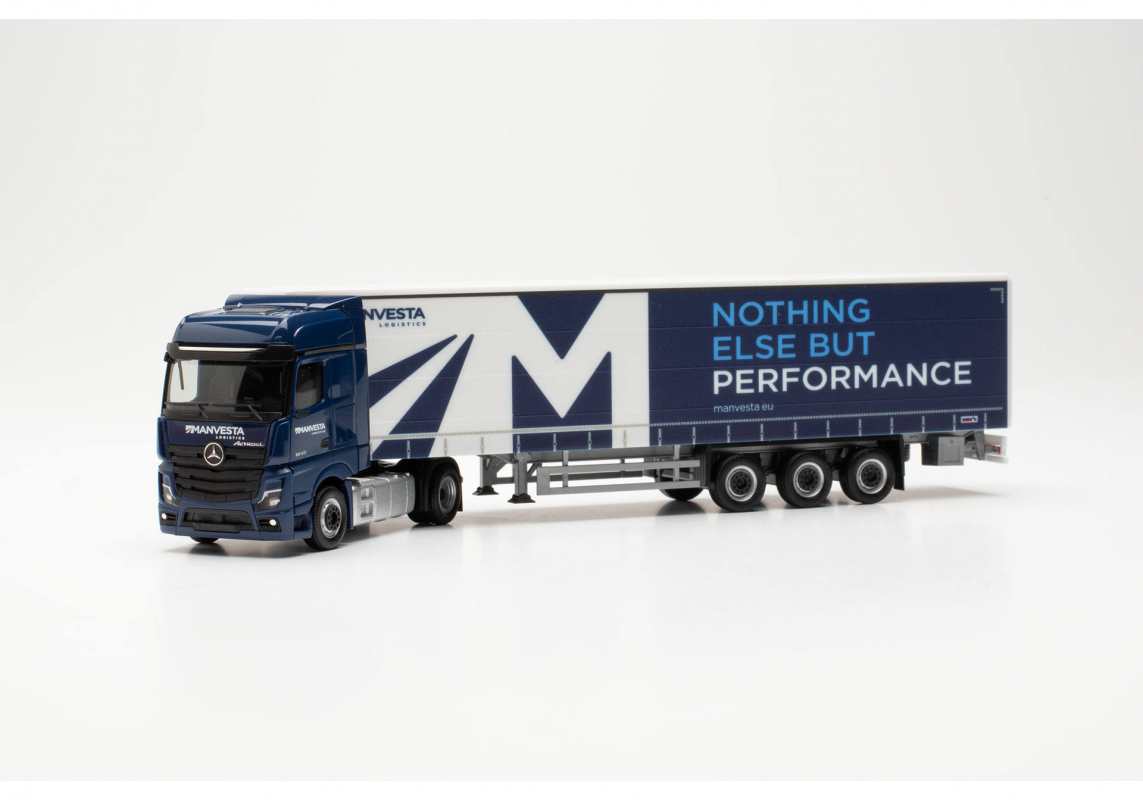 953498 Mb Actros '18 L Bigspace Gardinenplanen-Sattelzug "MANVESTA" Herpa - SALE