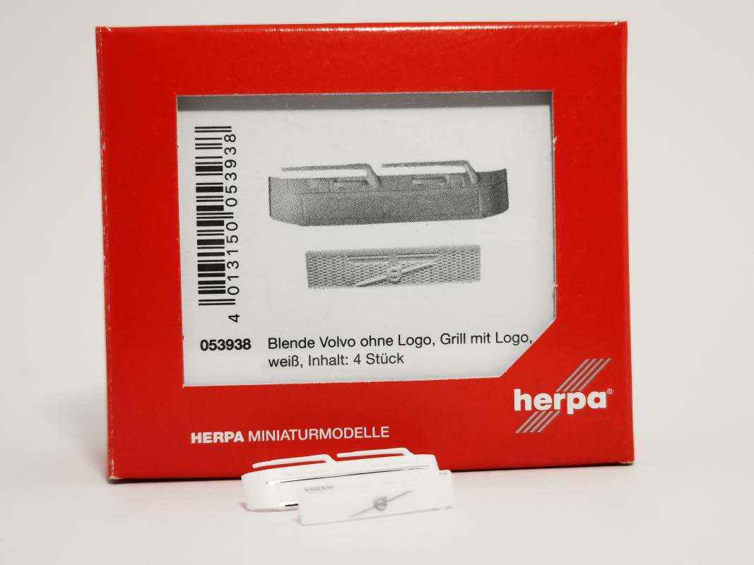 053938  Zubehör Blenden Volvo ohne Logo, Grill mit Logo, weiß  (4 Stück) Herpa