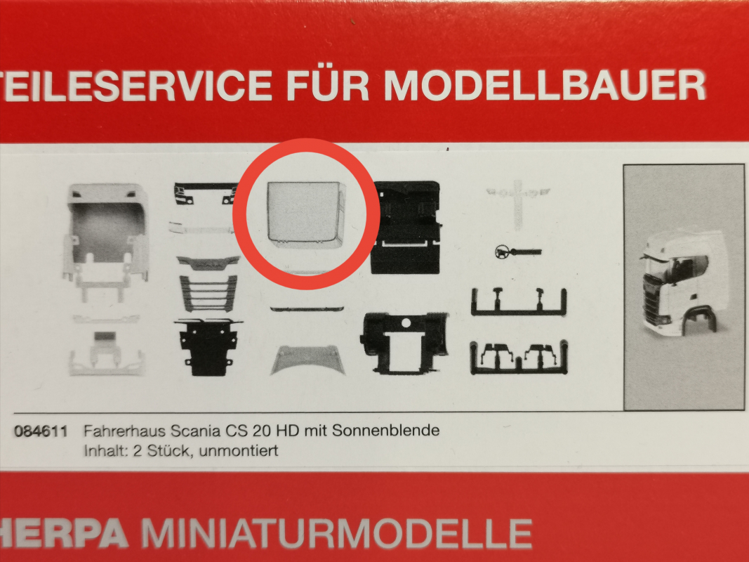 Verglasung für Scania CS20 HD Herpa