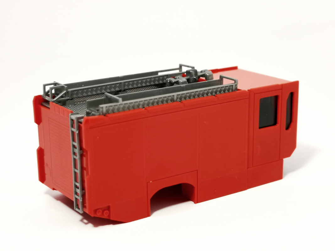Kabine + Aufbau für Ziegler Z-Cab mit Verglasung und Dachaufbau, rot Herpa