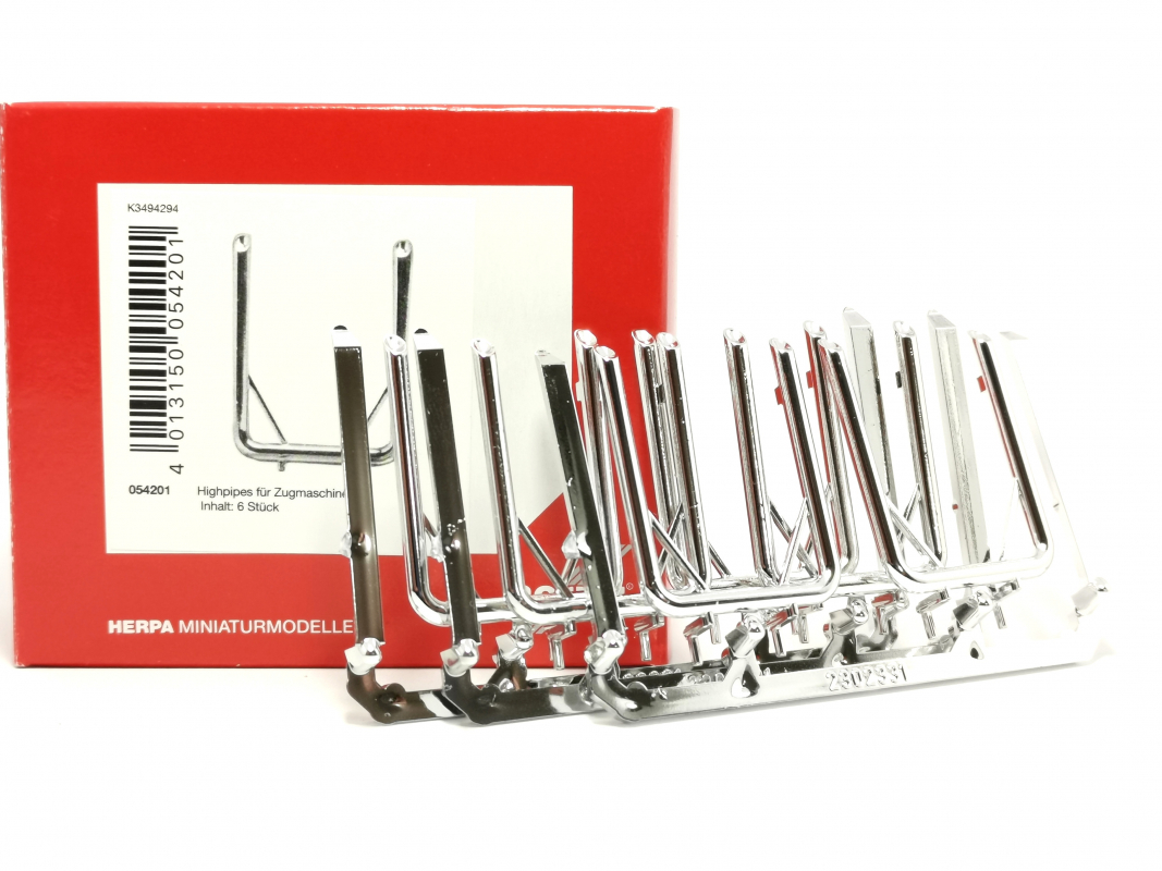 054201 Highpipes für Zugmaschinen, verchromt (6 Stück) Herpa