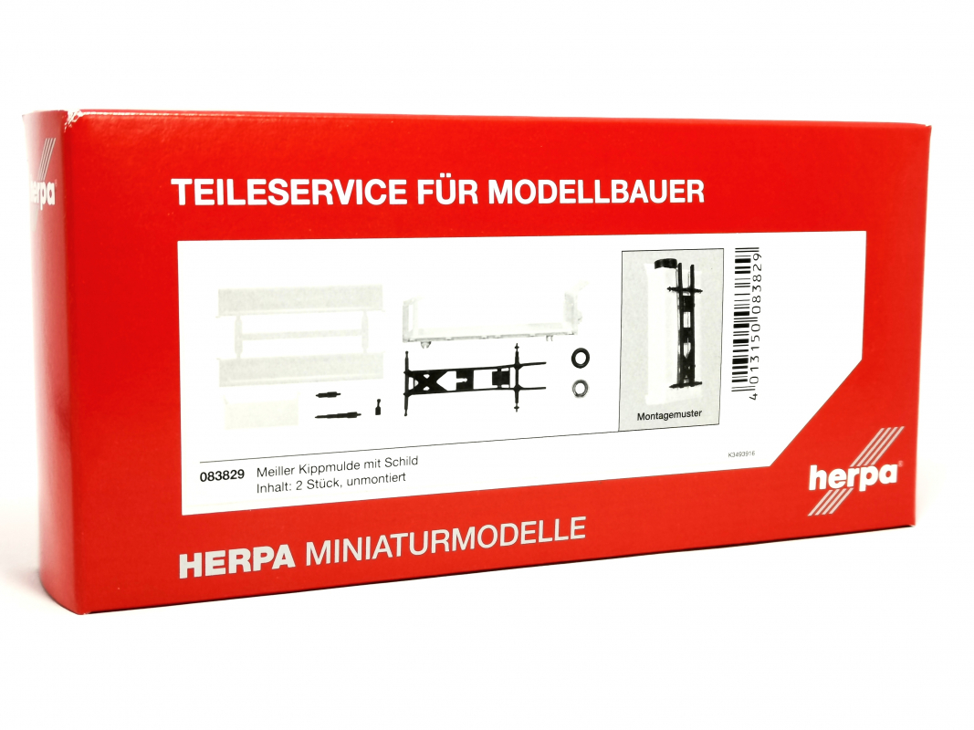 083829 Meiller Kippmulde mit Schild Inhalt: 2 Stück Herpa Restb.2