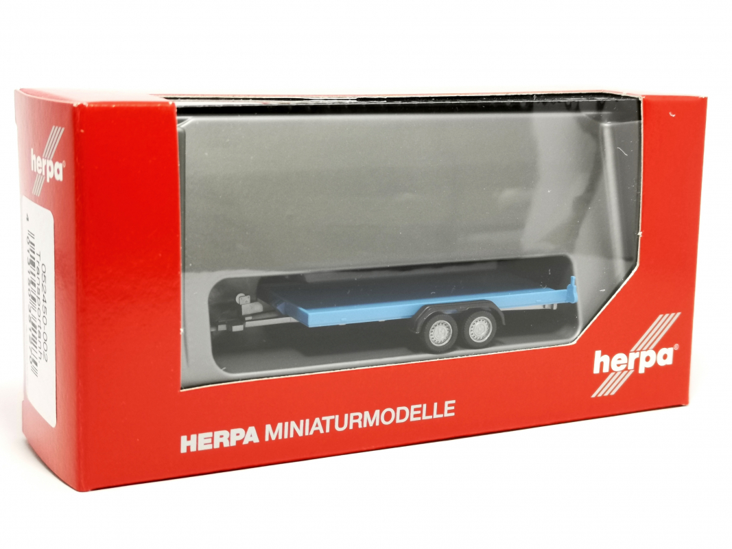 052450-002 Transportanhänger für PKW, hellblau Herpa -SALE-