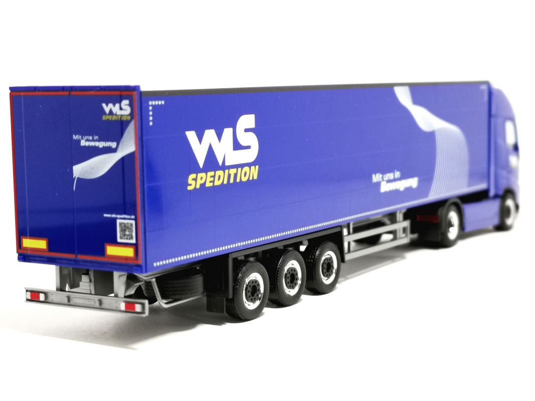 951531 Volvo FH´20 GL XL Gardinenplanen Sattelzug mit Stapler "WLS Spedition" Herpa