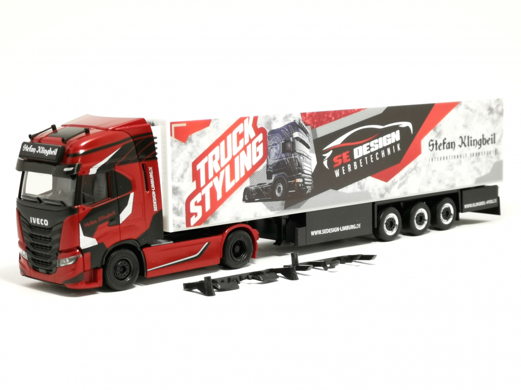 316644 Iveco S-Way Kühlkoffer-Sattelzug "Stefan Klingbeil" (Hessen/Gladenbach) Herpa