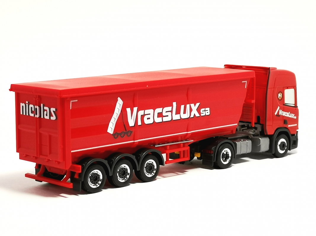 316859 Scania CR 20 HD Stahlrundmulden-Sattelzug "Vracslux" (Luxemburg/Perle) Herpa