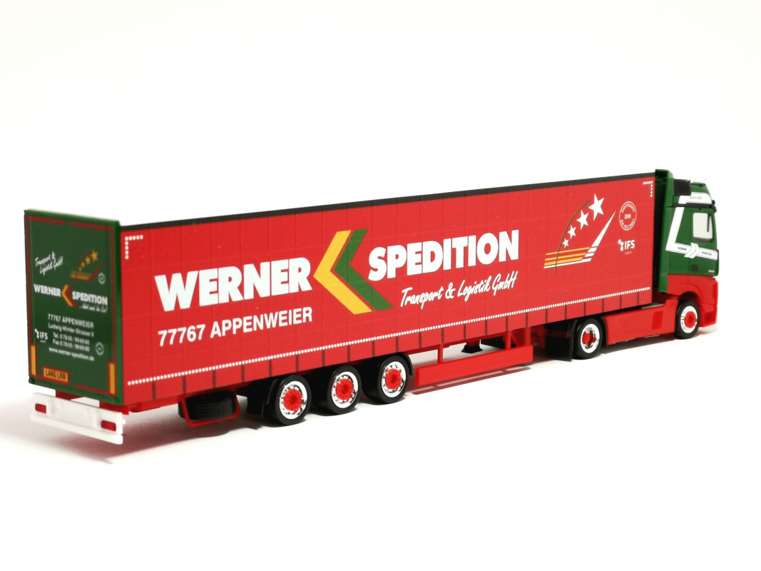 317214 Mb Actros Bigspace 15m Lowliner-Sattelzug "Werner" Herpa -Restbestand-