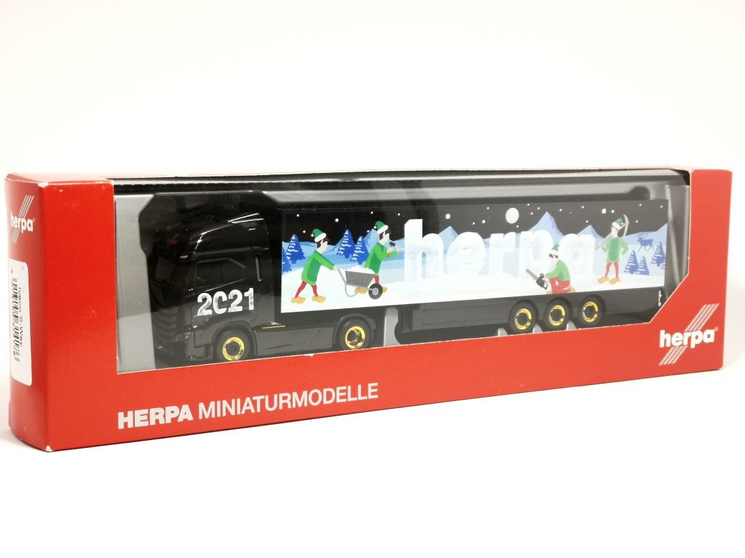 314146 Iveco S-Way Koffer-Sattelzug "Herpa Weihnachtsmodell 2021" Herpa