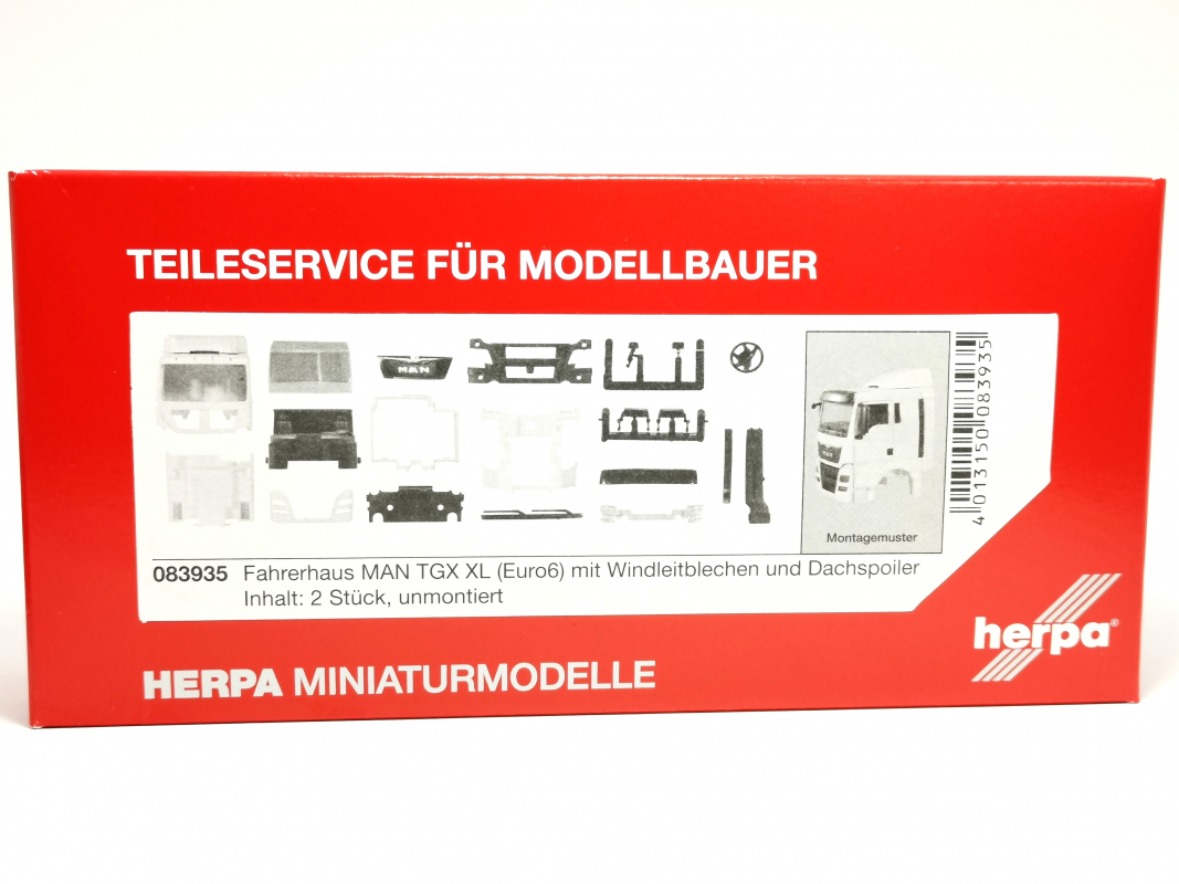 083935 MAN TGX XL Euro 6 mit Windleitblech & Dachspoiler Inhalt: 2 Stück	Herpa - Restbestand