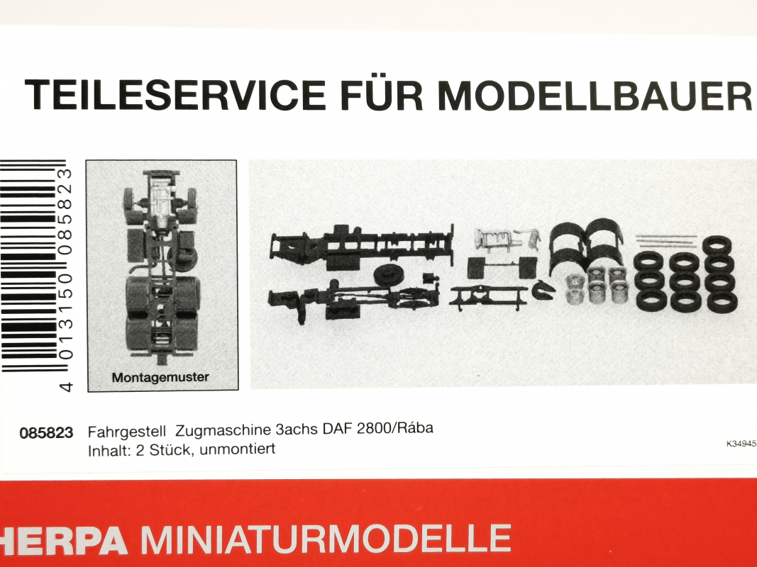 085823 Fahrgestell Zugmaschine 3achs DAF 2800/Rába (2 Stück) Herpa