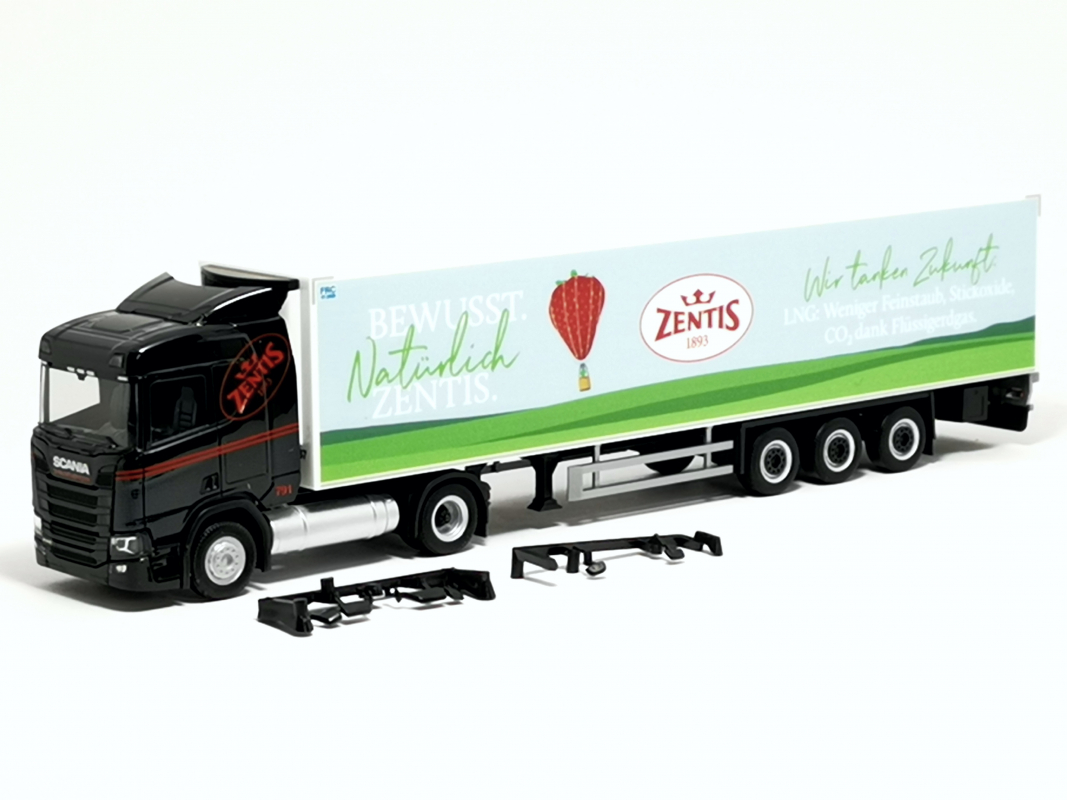 317696 Scania CR20 ND LNG Kühlkoffer-Sattelzug "Zentis" Herpa