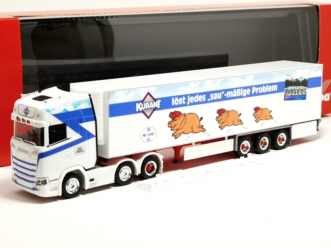 317474 Scania CS 20 HD Kühlkoffer-Sattelzug "Kurant Fleisch" (Niedersachsen / Hatten) Herpa