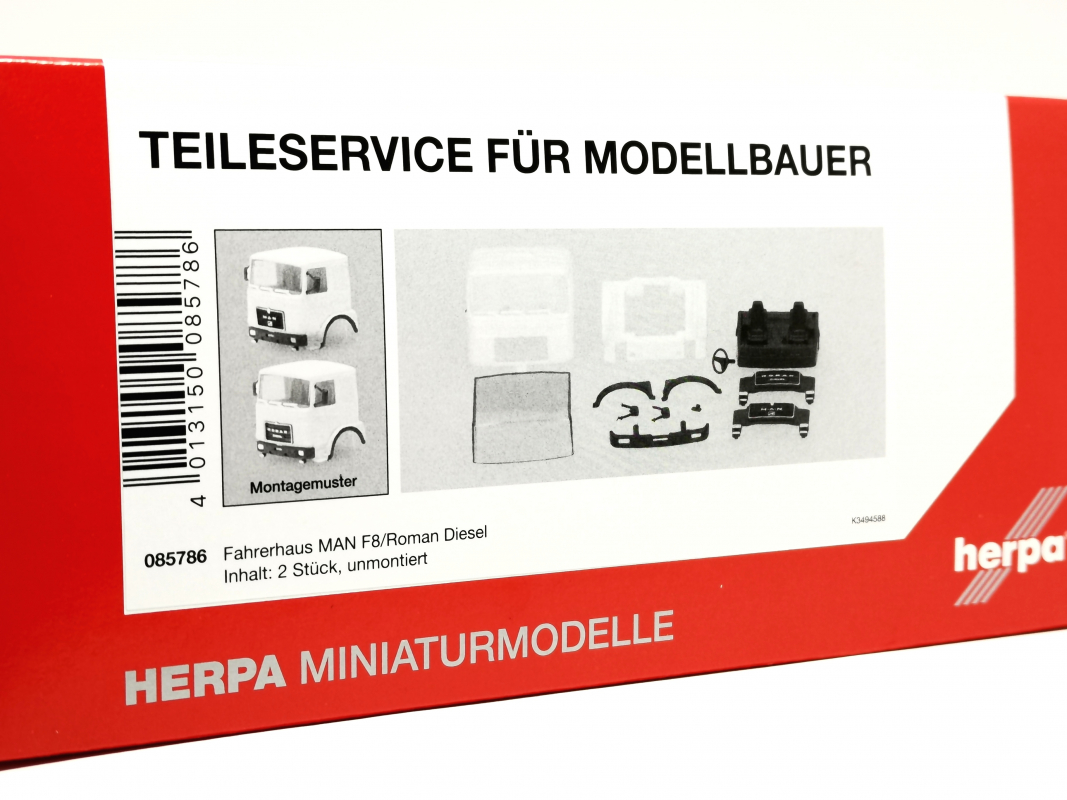 085786 Fahrerhaus MAN/Roman Diesel (2 Stück) Herpa