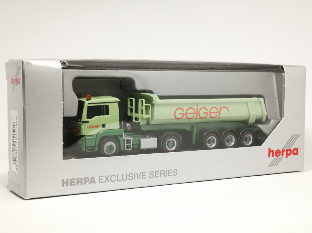 918350 MAN TGS L Euro 6 Rundmulden Sattelzug "Geiger" Herpa