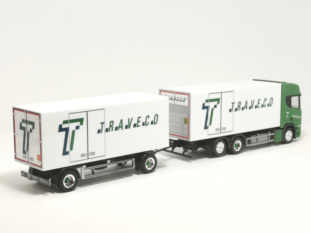 317788 Scania CR20 HD Kühlkoffer-Hängerzug "Traveco" Herpa - SALE
