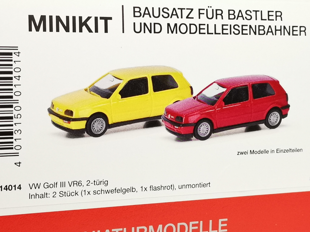 014014 Volkswagen (VW) Golf III VR6 2türig, 2er-Set, flashrot / schwefelgelb Herpa - SALE