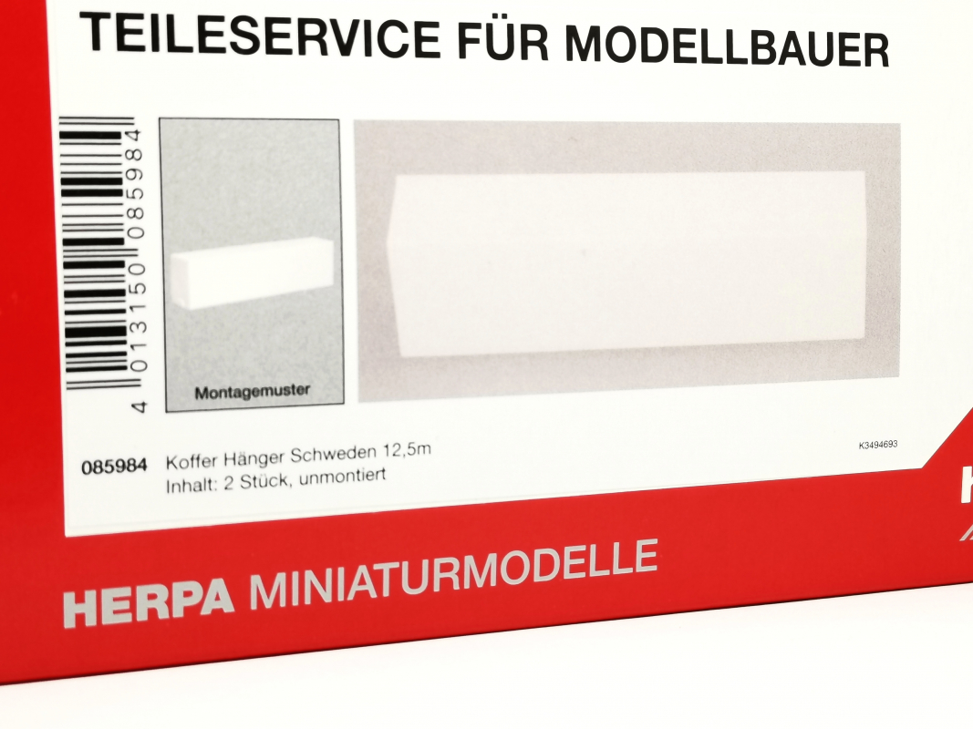 085984 Teileservice Koffer Hänger Schweden, (2 Stück) Herpa