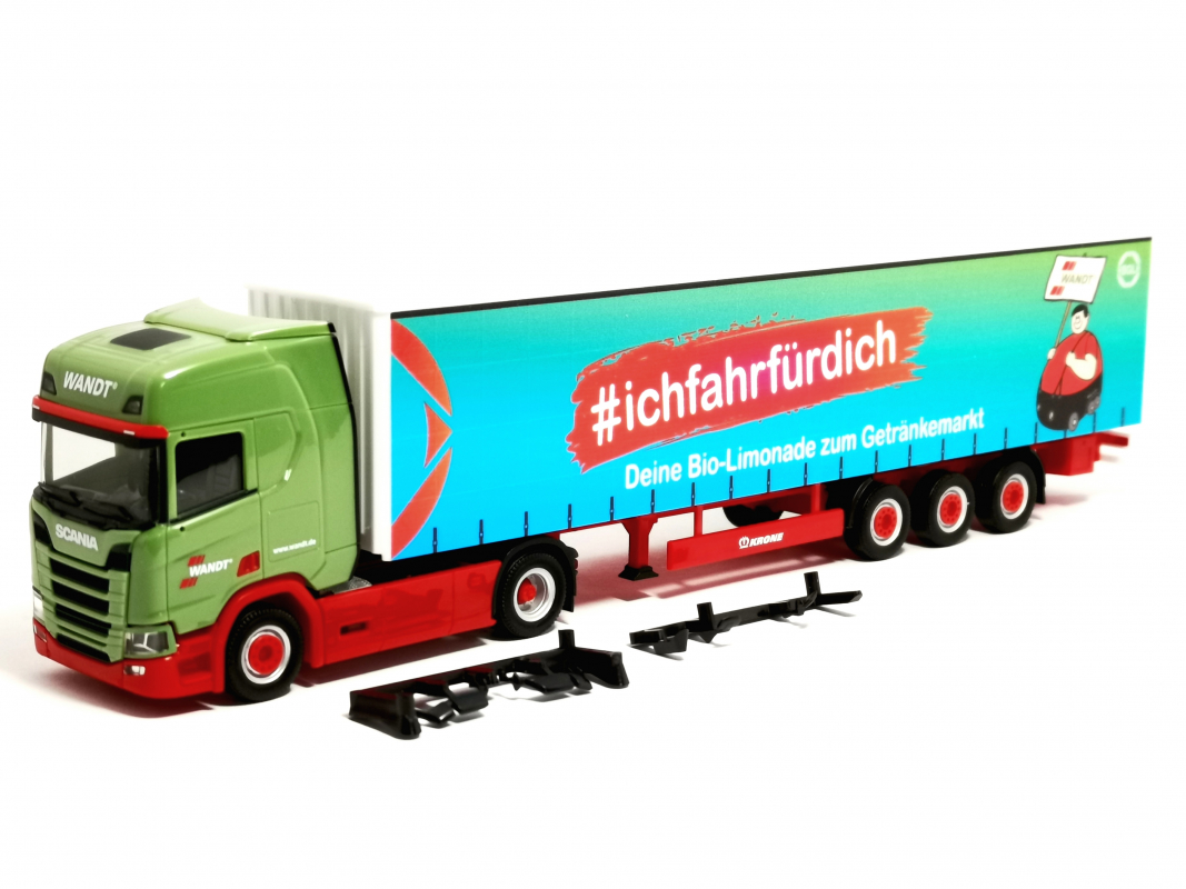 318600 Scania CR 20 Hochdach Gardinenplanen-Sattelzug "Wandt/BGL" Herpa