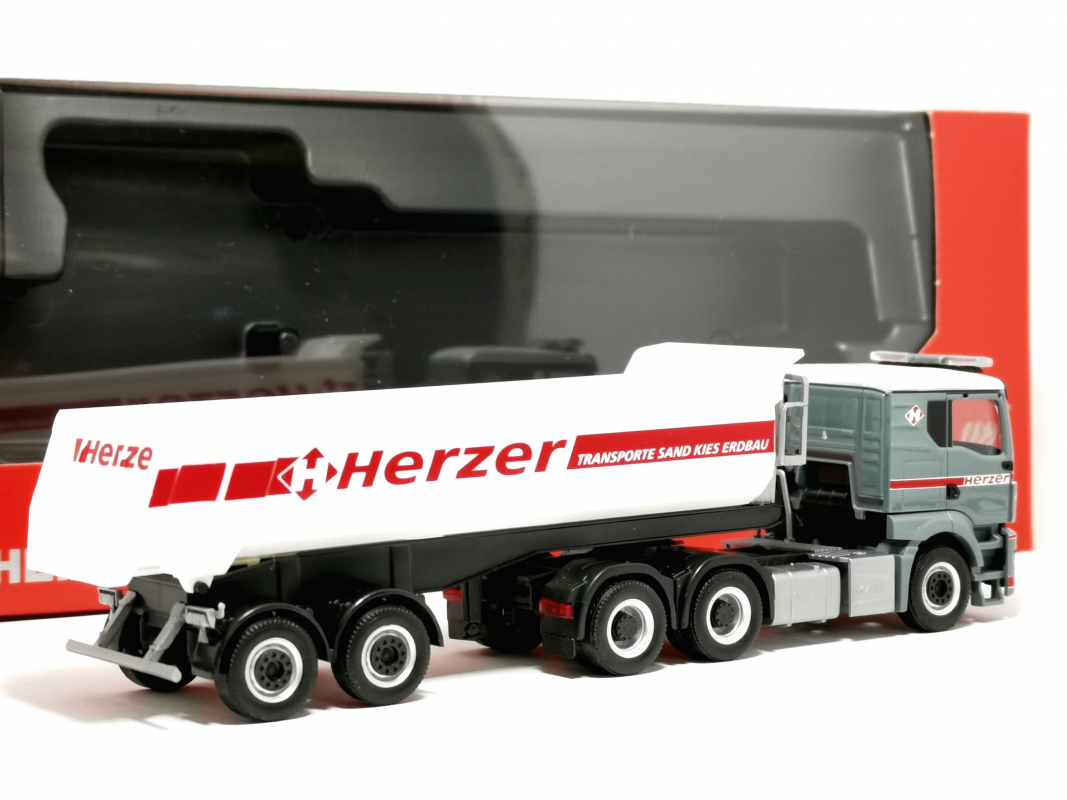 319164 MAN TGS TN Kipp-Sattelzug "Herzer" Herpa