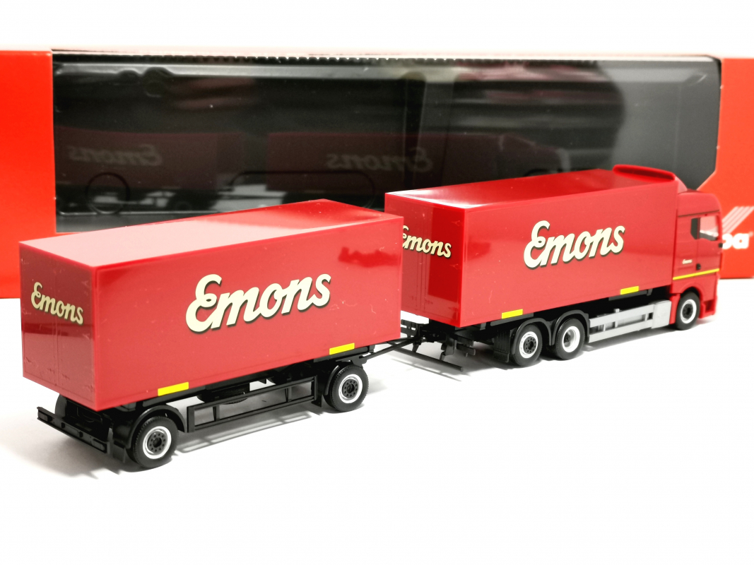 319294 MAN TGX GM Wechselkoffer-Hängerzug "Emons" Herpa