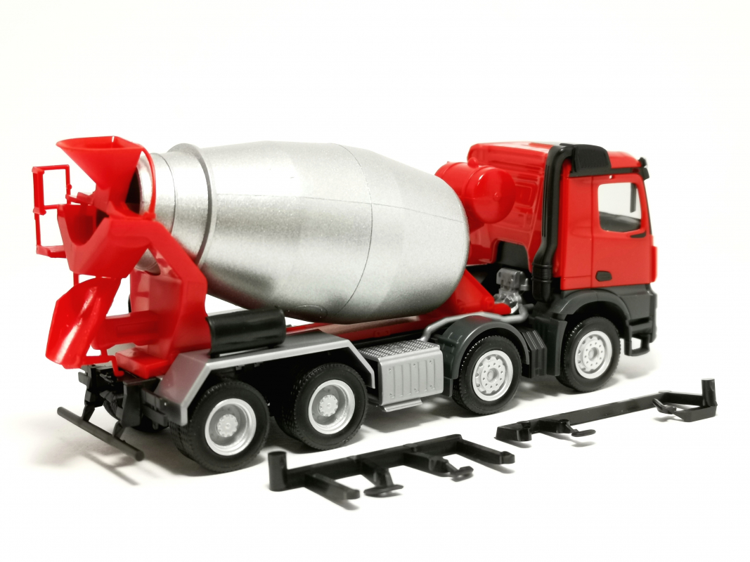 319133 Mercedes-Benz Arocs M Betonmischer-LKW 4-achs, rot/silber Herpa