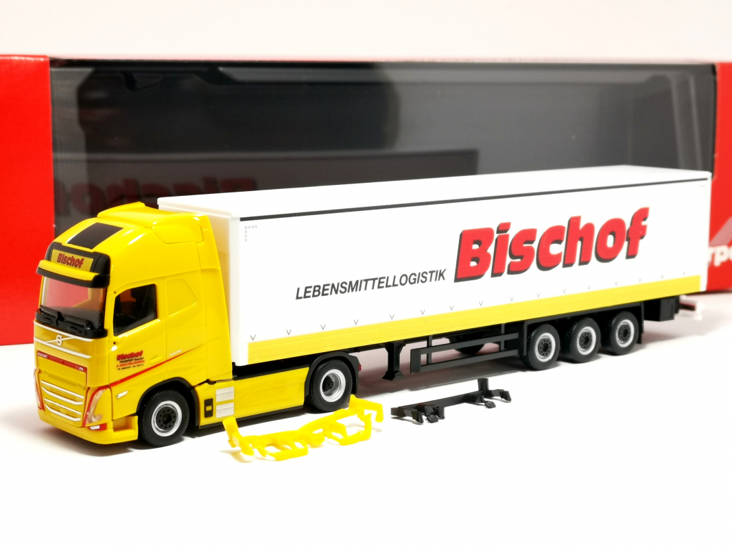 319348 Volvo FH GL XL electric Gardinenplanen-Sattelzug "Bischof" Herpa
