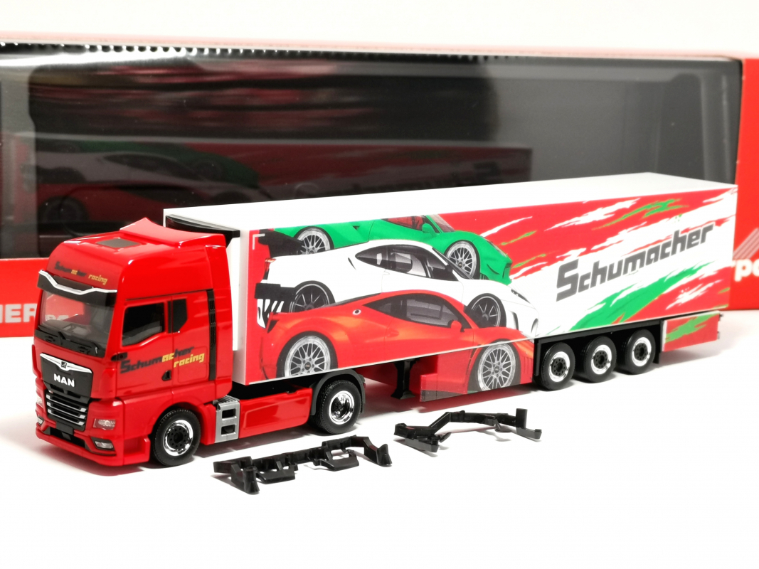 316767 MAN TGX GX Kühlkoffer-Sattelzug "Schumacher" Herpa - SALE