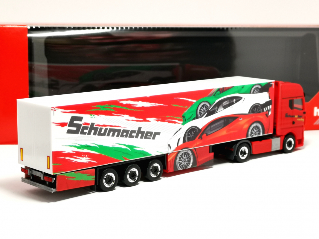 316767 MAN TGX GX Kühlkoffer-Sattelzug "Schumacher" Herpa - SALE