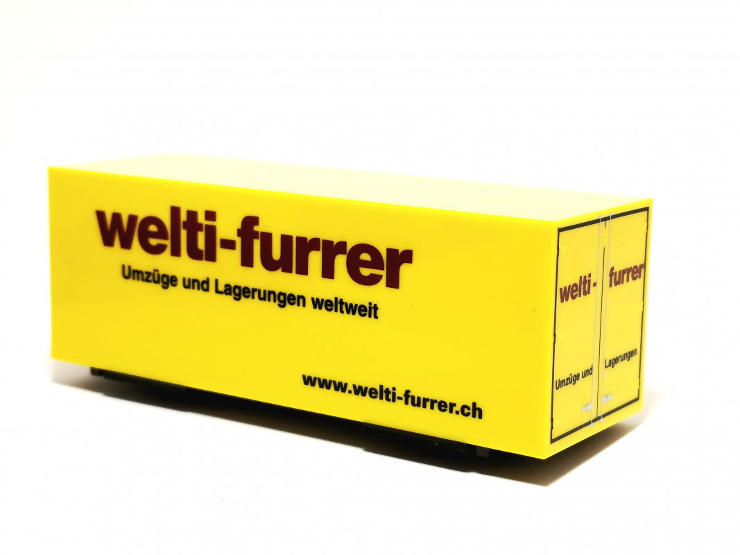 Wechselkoffer Aufbau 7,45 "wlti-furrer" für Anhänger Herpa