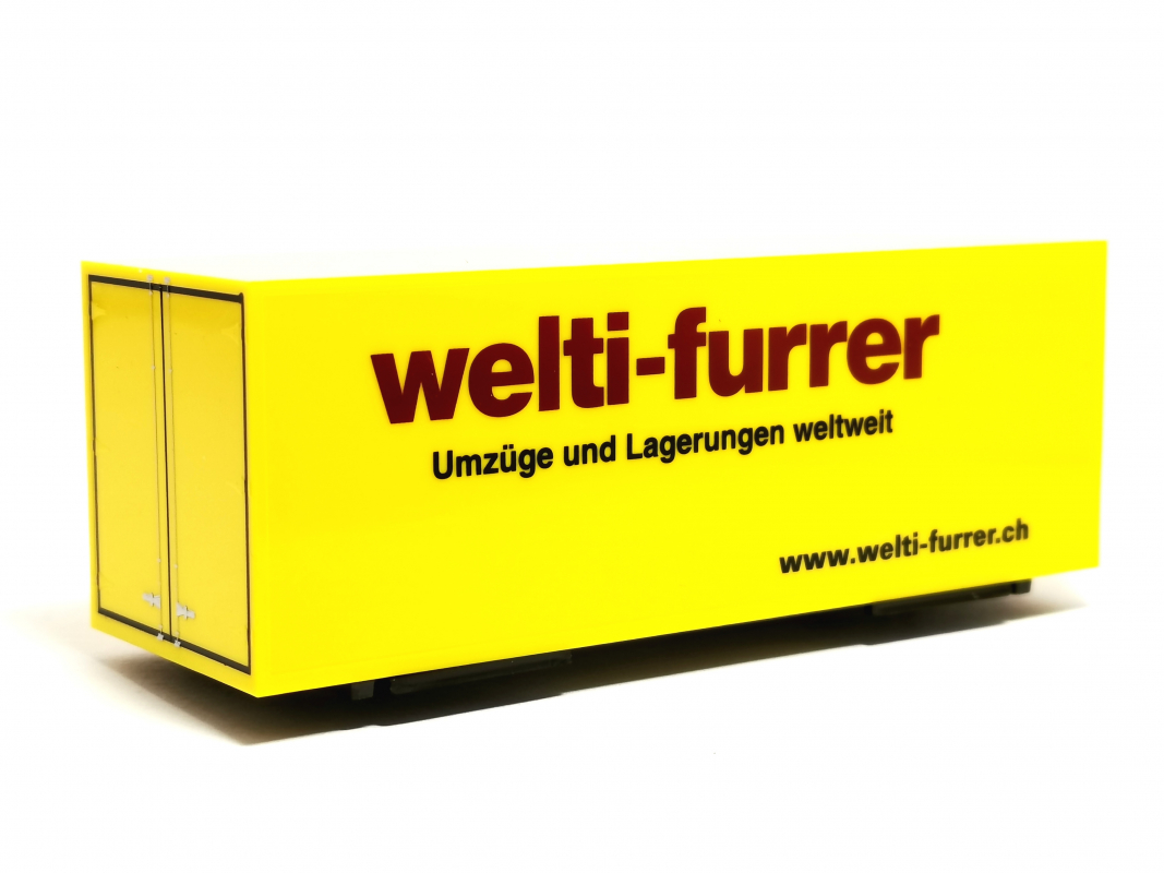 Wechselkoffer Aufbau 7,45 "wlti-furrer" für Anhänger Herpa