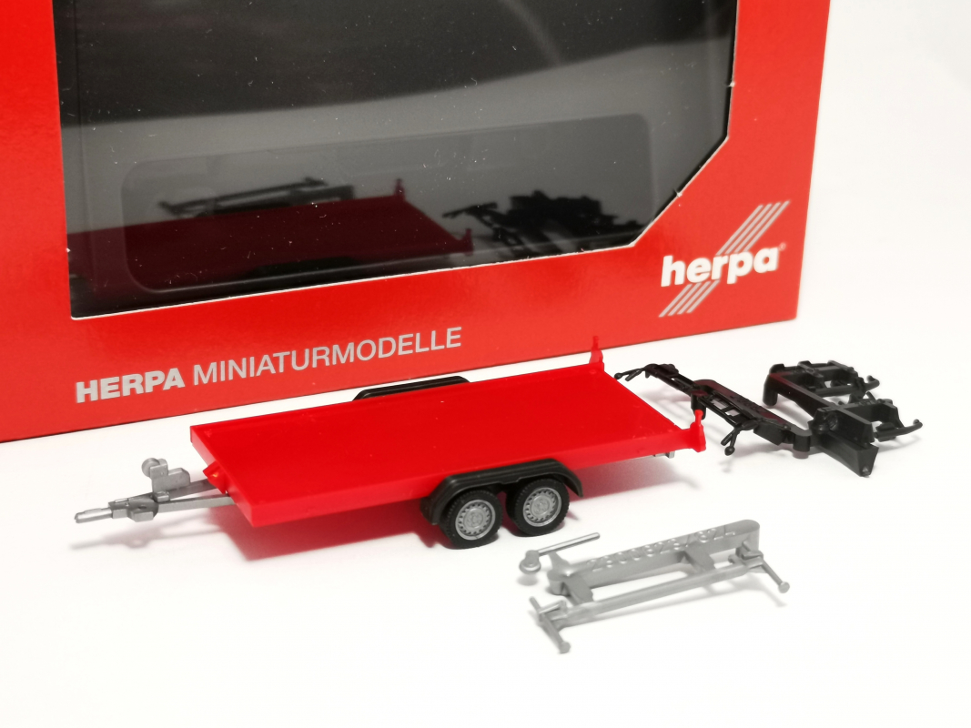 052450 PKW-Transportanhänger 2achs, rot Herpa
