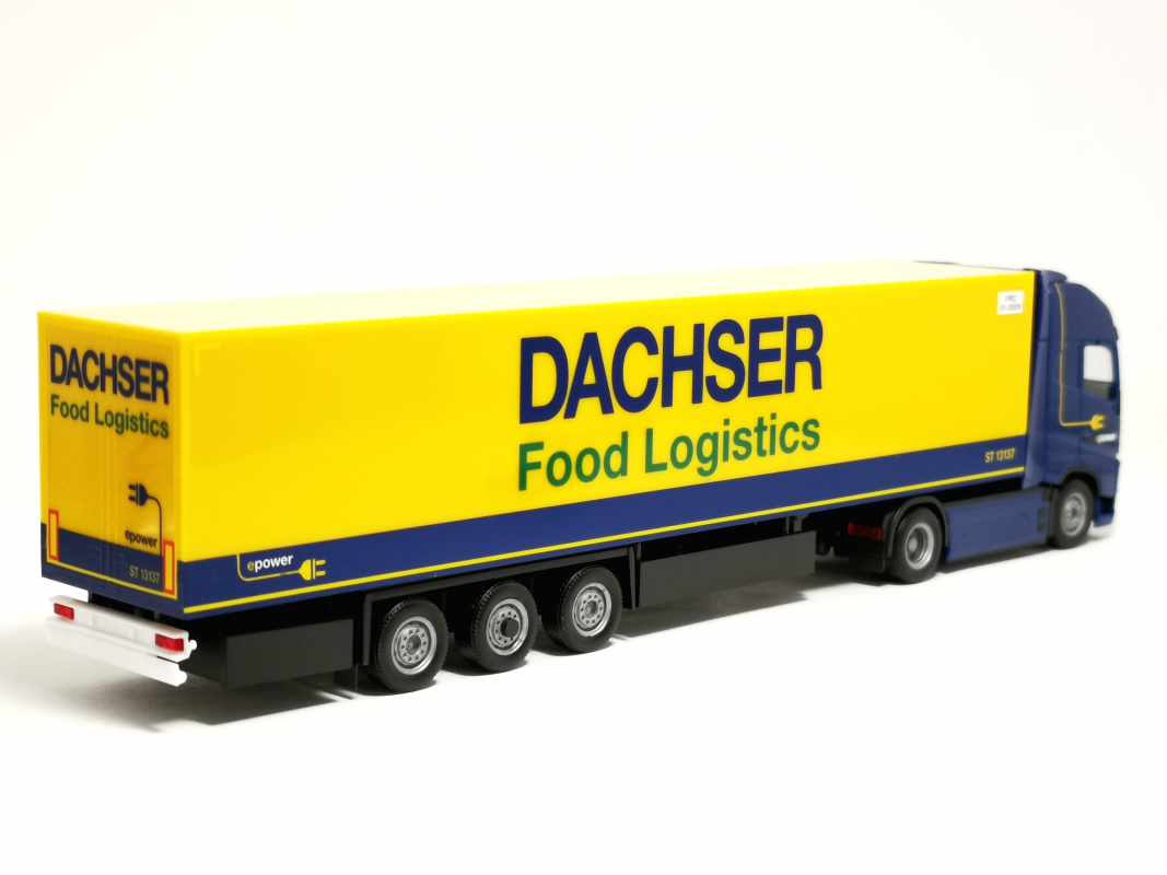 316798 Volvo FH GL XL 2020 Electric Kühlkoffer-Sattelzug "Dachser Food Logistics" Herpa