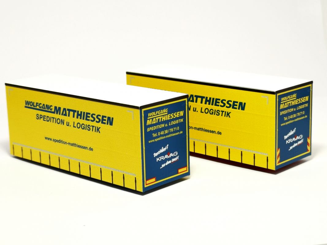 2x Gardinenplanen Aufbau 7,82m "Matthiessen" (Lkw & Anhänger) Herpa