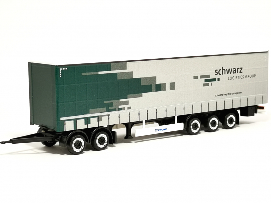 Gardinenplanen Auflieger + Dolly "Spedition Schwarz" Herpa