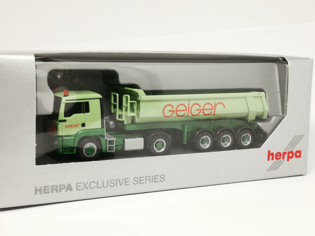 918350 MAN TGS L Euro 6 Rundmulden Sattelzug "Geiger" Herpa