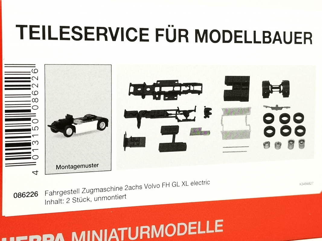 086226 Fahrgestell Zugmaschine 2achs Volvo FH GL XL Electric (2 Stück) Herpa