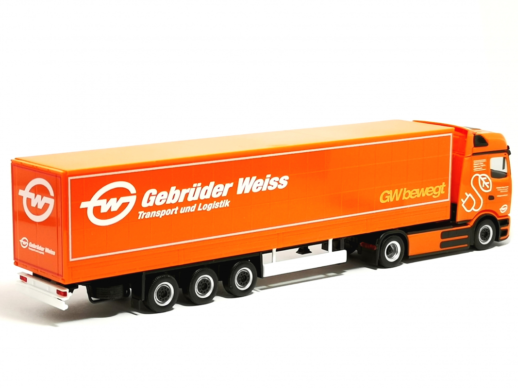 320177 Mercedes-Benz eActros 600 ProCabin Bigspace Planen-Sattelzug "Gebrüder Weiss" Herpa