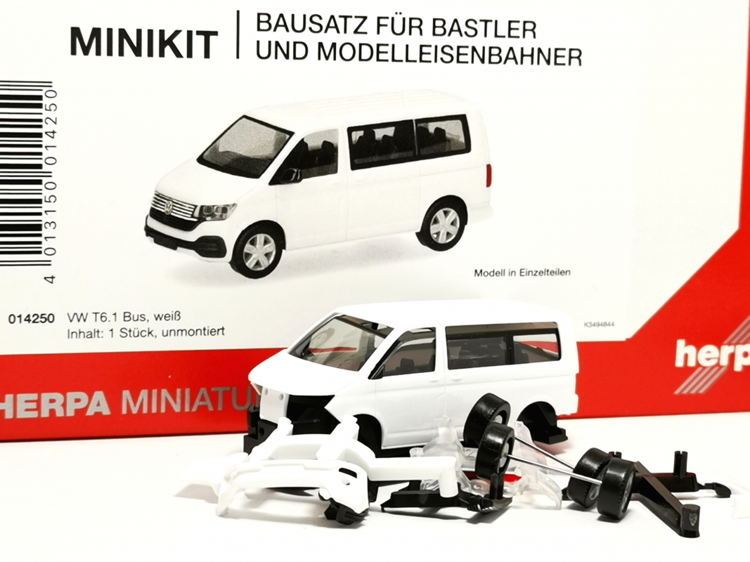 014250 MiniKit: Volkswagen (VW) T6.1 Bus, weiß (1 Stück) Herpa