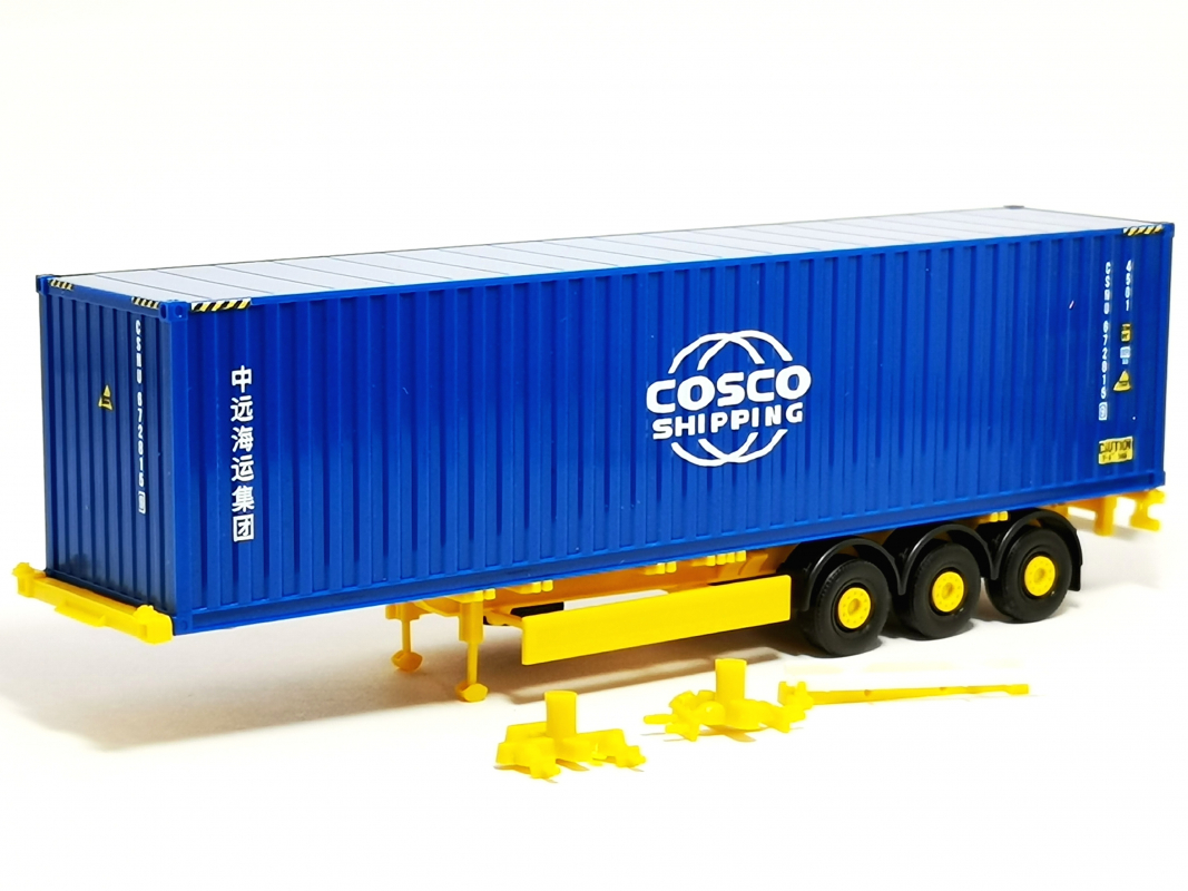 Container Auflieger "Cosco Shipping" gelb/blau Herpa