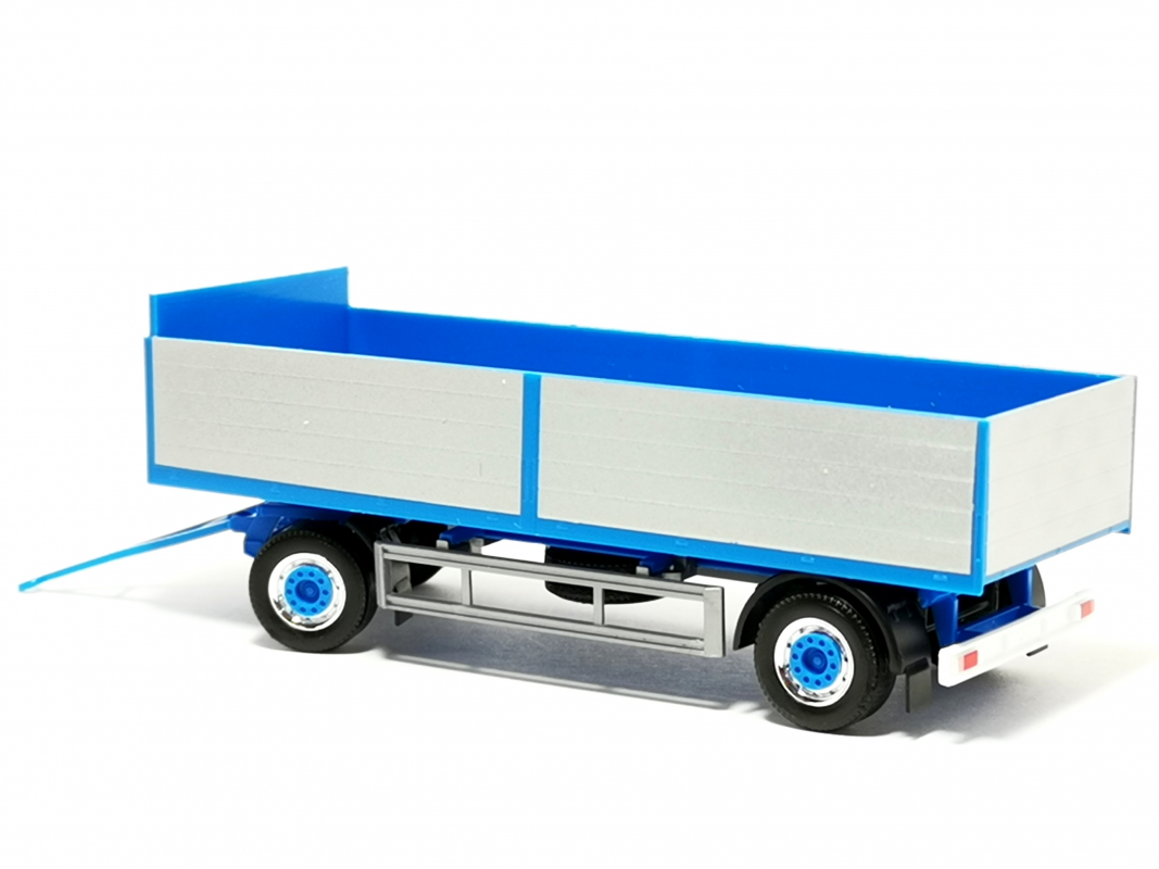 7,45m Baustoff-Anhänger chrom/blau Herpa 072