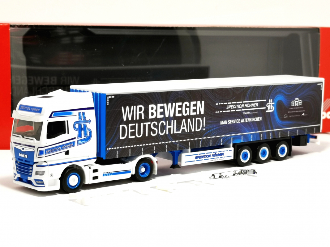 320320 MAN TGX GX Gardinenplanen-Sattelzug "Spedition Höhner/Wir bewegen Deutschland" Herpa