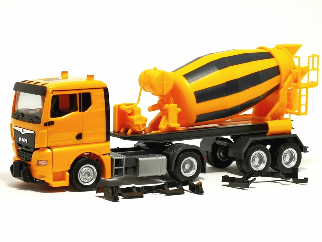 320573 MAN TGX GN Betonmischer-Sattelzug 2achs/2achs, kommunalorange Herpa
