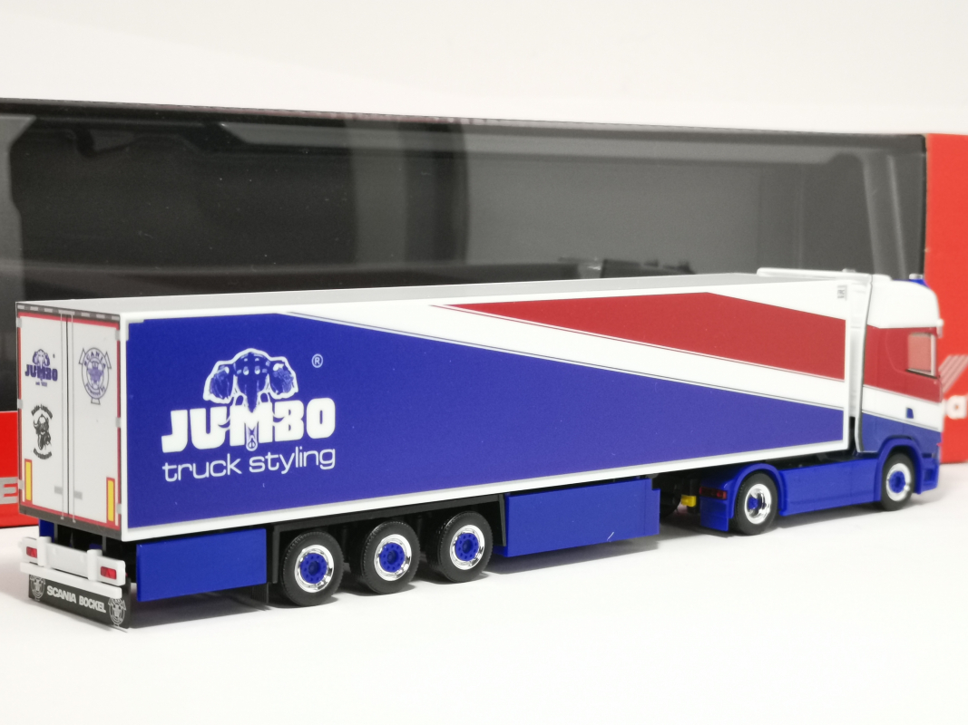 320399 Scania CS 20 HD Kühlkoffer-Sattelzug "Heide Logistik/Jumbo Fischer" Herpa