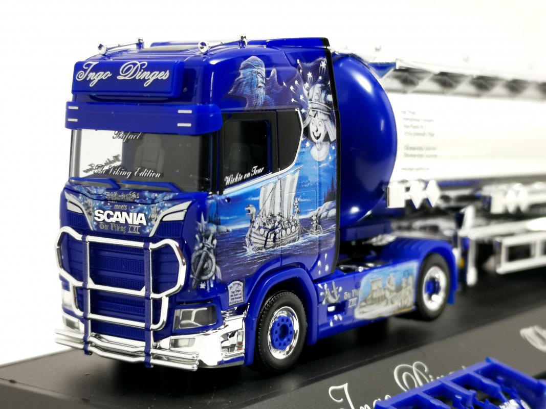 122344 Scania CS 20 HD Jumbochromtank-Sattelzug "Ingo Dinges/Wickie" Herpa