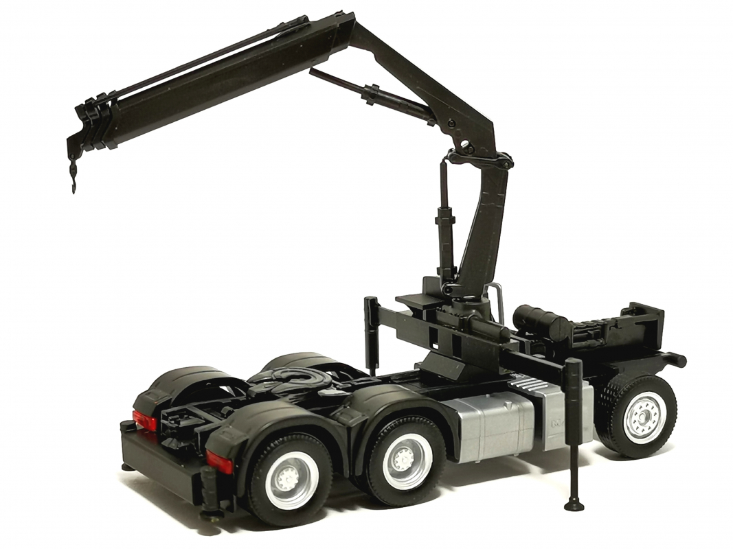 Fahrgestell für MAN 6x4 mit Ladekran, schwarz Herpa 100