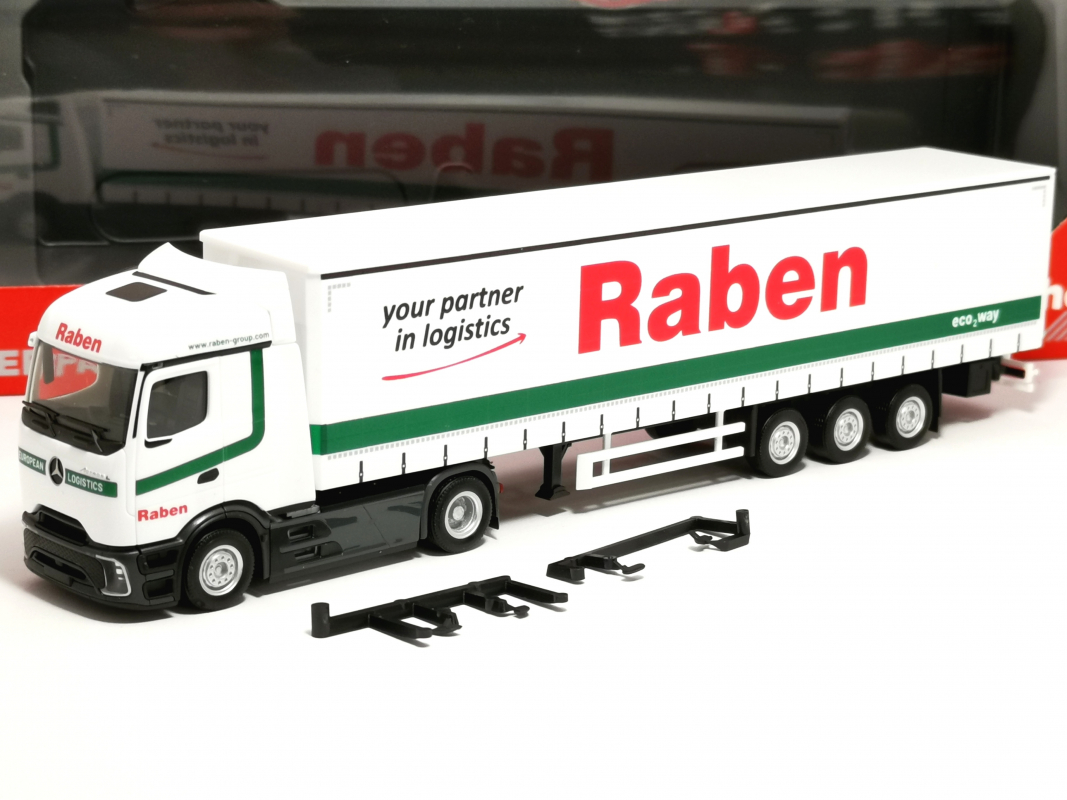 321044 Mb Actros L ProCabin Streamspace Gardinenplanen-Sattelzug "Raben Logistics" Herpa