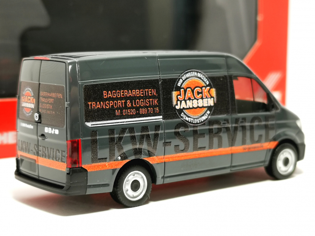 099158 VW Crafter Kasten Hochdach "Jack Janssen" (Niedersachsen/Rhede) Herpa