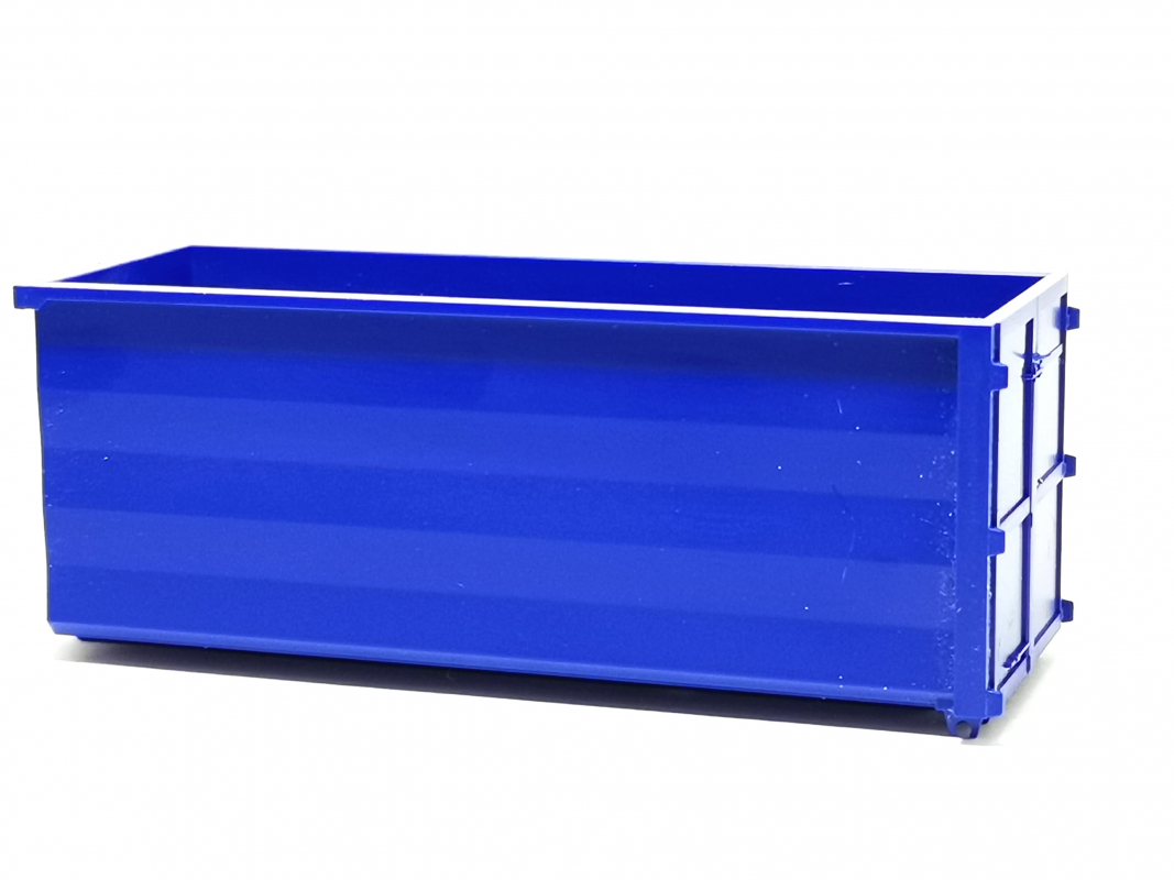 Abrollmulde glatt, THW blau Herpa C433